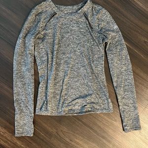 Alo Yoga | Long Sleeve Gray Top with Cut Outs